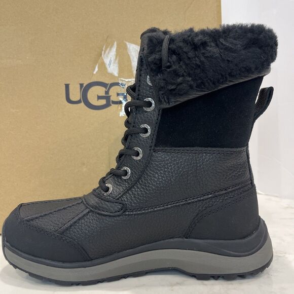 UGG NEW Adirondack III Black Waterproof Winter Boots Womens US 5 EU 36 Lace Up - Picture 4 of 16
